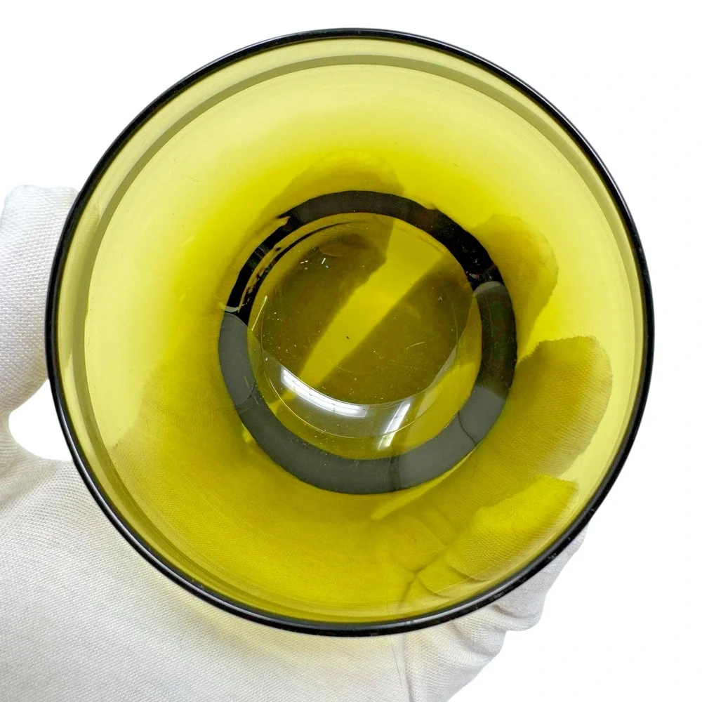 MCM Avocado Green Handblown Glass Pitcher & Cup Lot of 2 Mid Century Modern